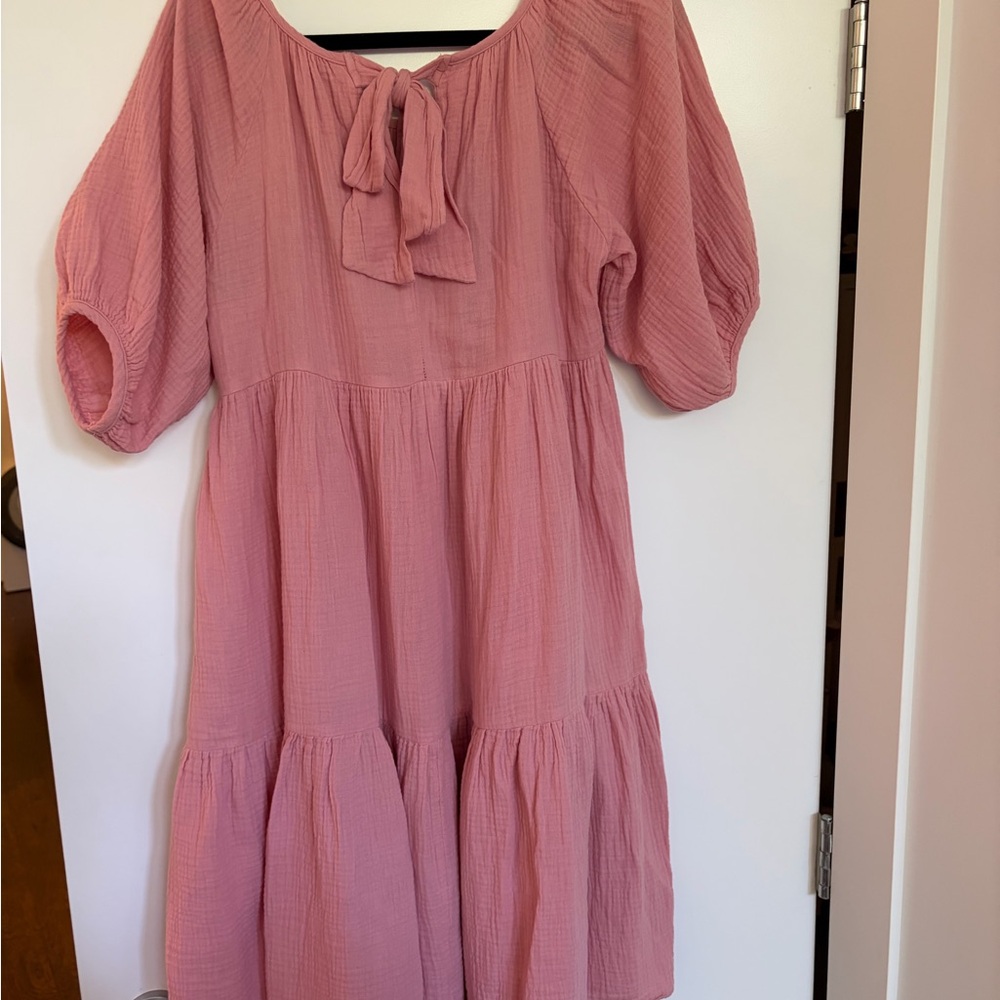 Jillian Harris x Joe Fresh Tiered Rose Pink Midi Dress - Picture 2 of 5